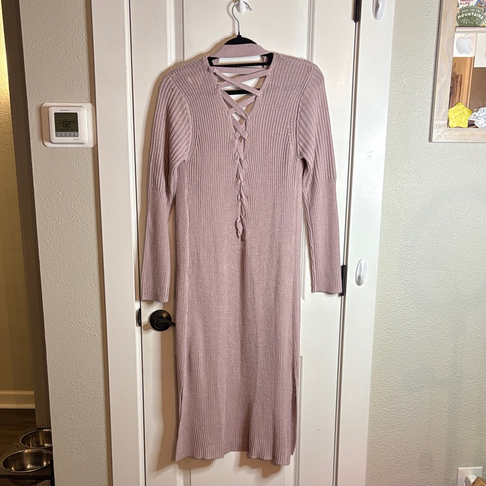 Elegant light purple long women’s cardigan size Large